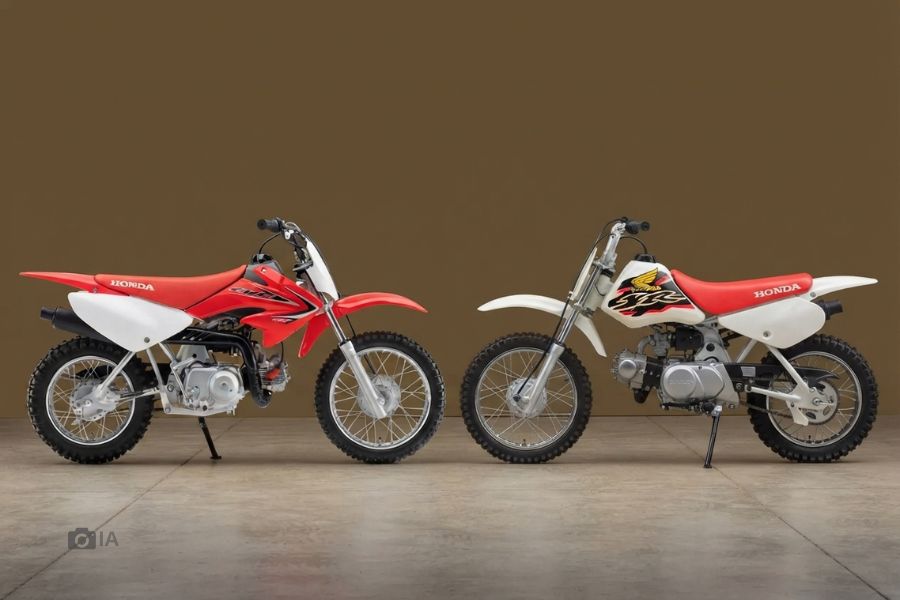 Dos modelos históricos de motocross Honda 70cc enfrentados