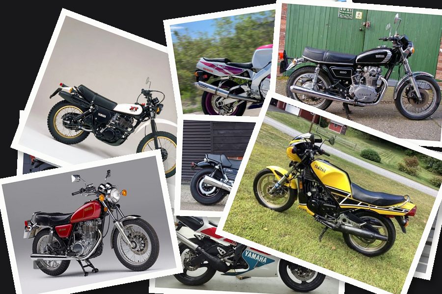 Un collage de motos antiguas de Yamaha creado con IA