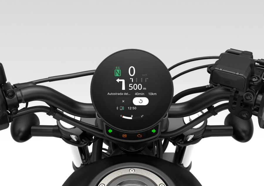 Pantalla circular digital de una Honda Rebel 2027