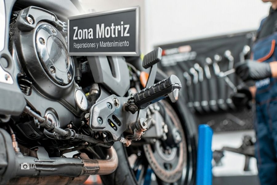 Vista parcial de un taller de motos