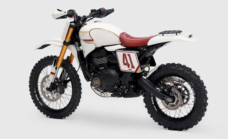 Lateral derecho de una moto Tamarit Miura, ganadora del Triumph Originals 2026